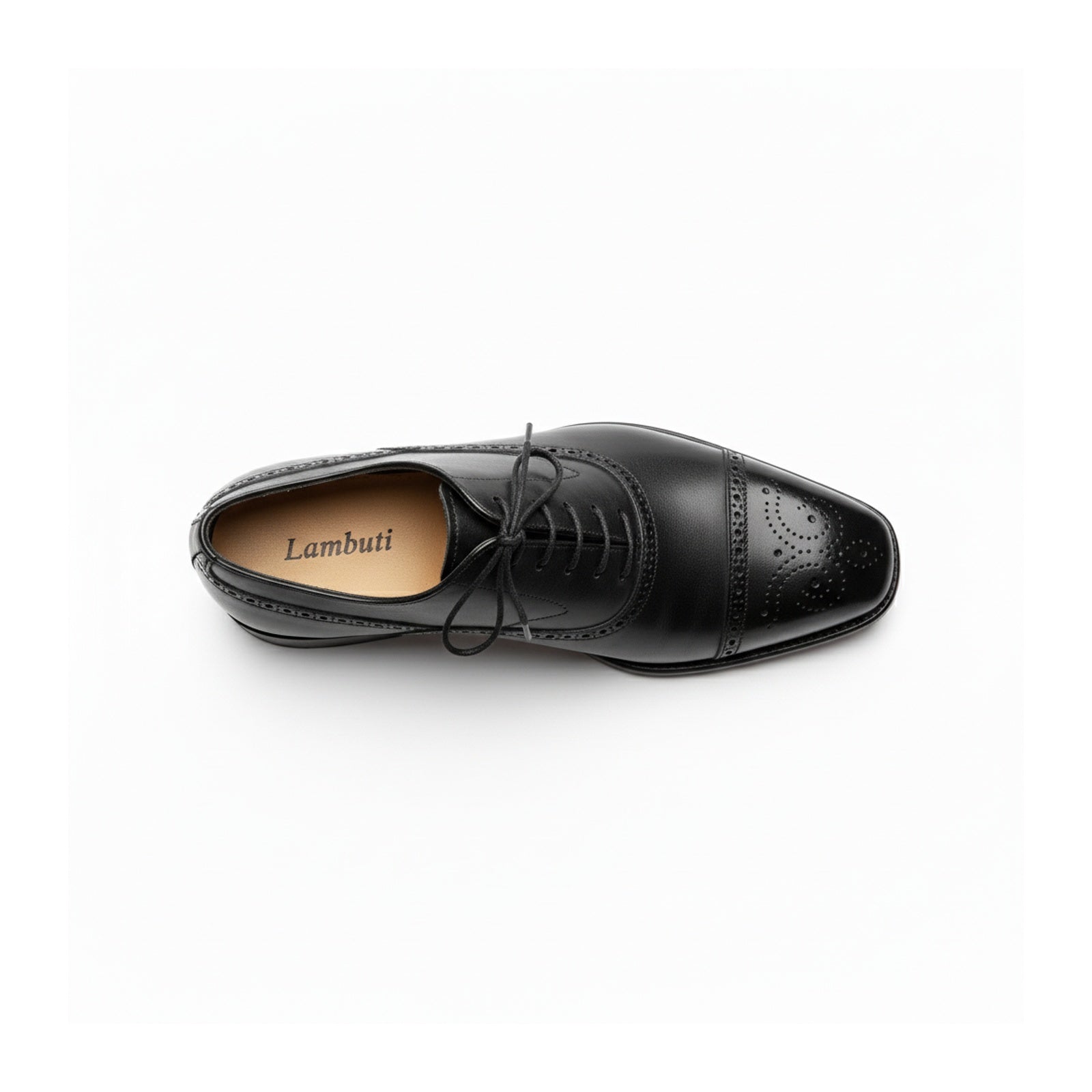 top-down-view - Men's Black Leather Brogue Oxford Shoes
