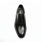 top-down-view - Men's Black Leather Brogue Wingtip Dress Shoes