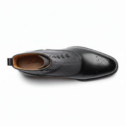 top-down-view - Men's Black Leather Button Boots with Two-Toned Design