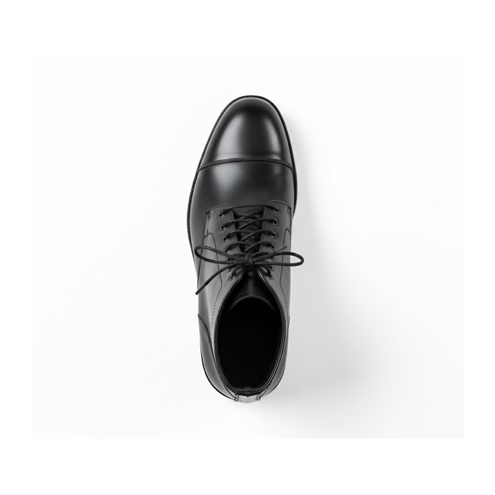 top-down-view - Men's Black Leather Cap Toe Ankle Boots