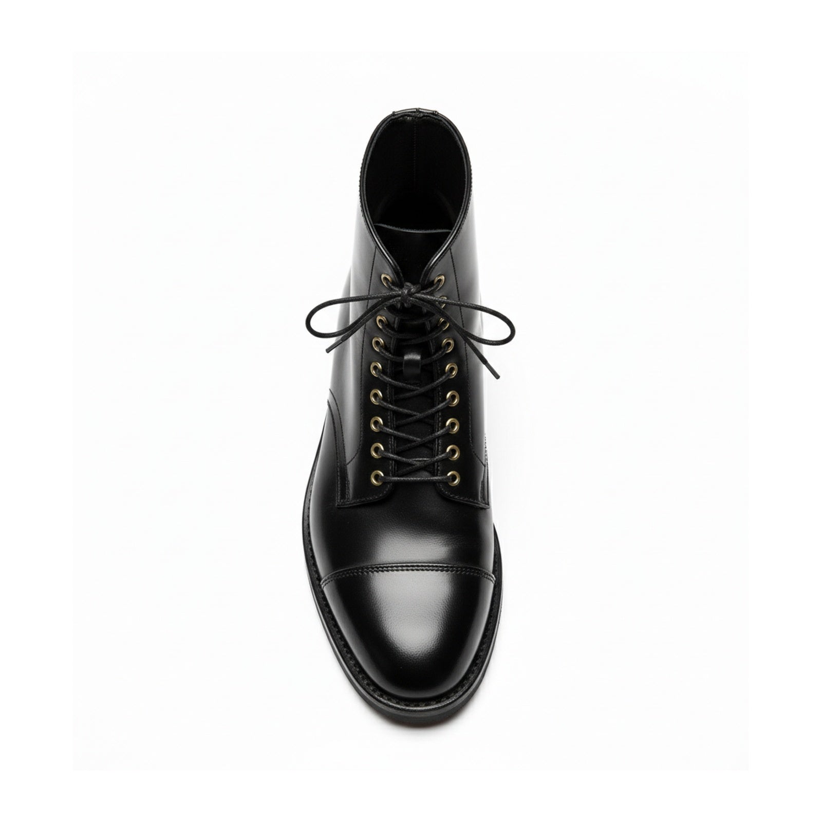 top-down-view - Men's Black Leather Cap Toe Boots