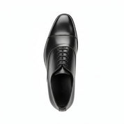 top-down-view - Men's Black Leather Cap-Toe Dress Shoes