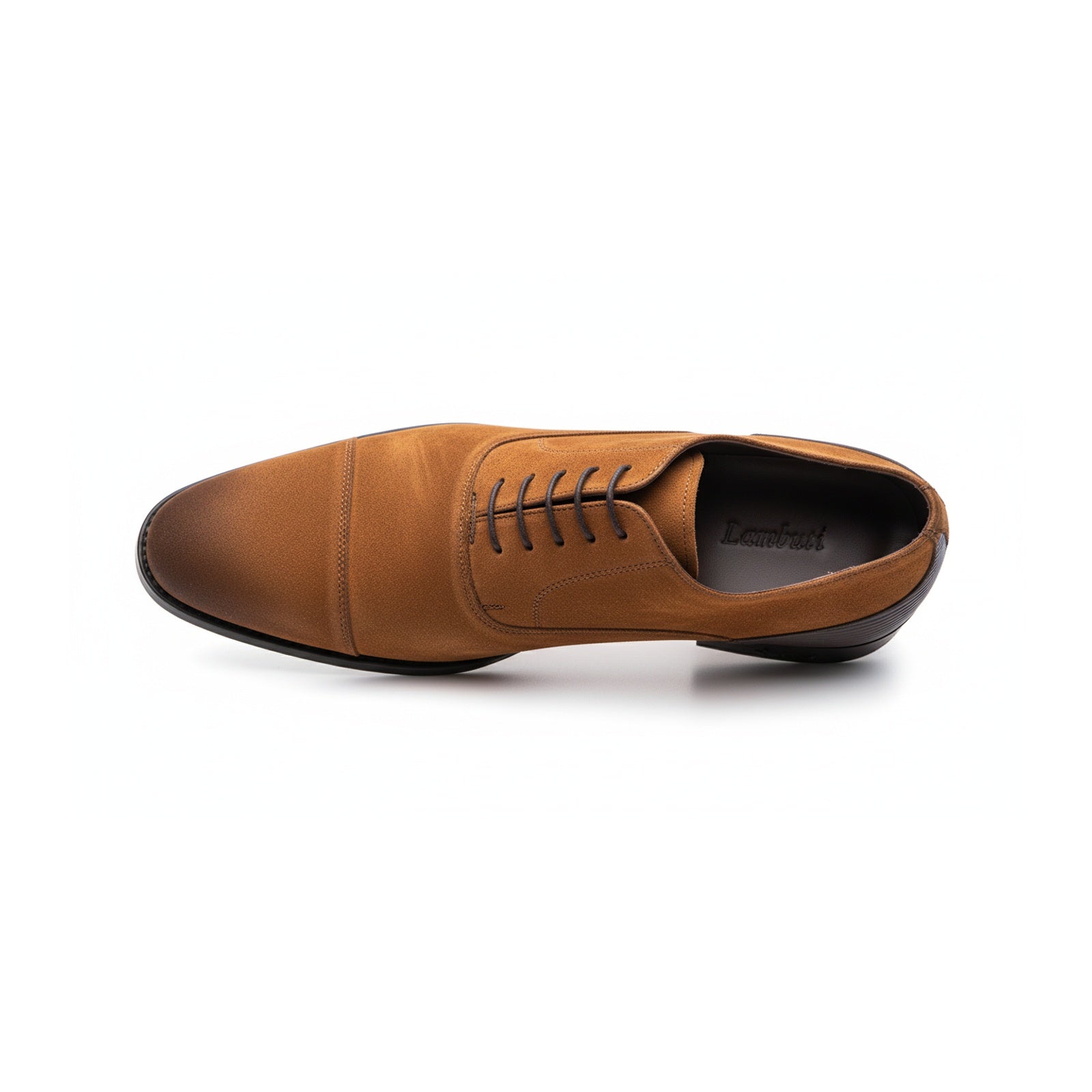 top-down-view - Men's Black Leather Cap Toe Dress Shoes