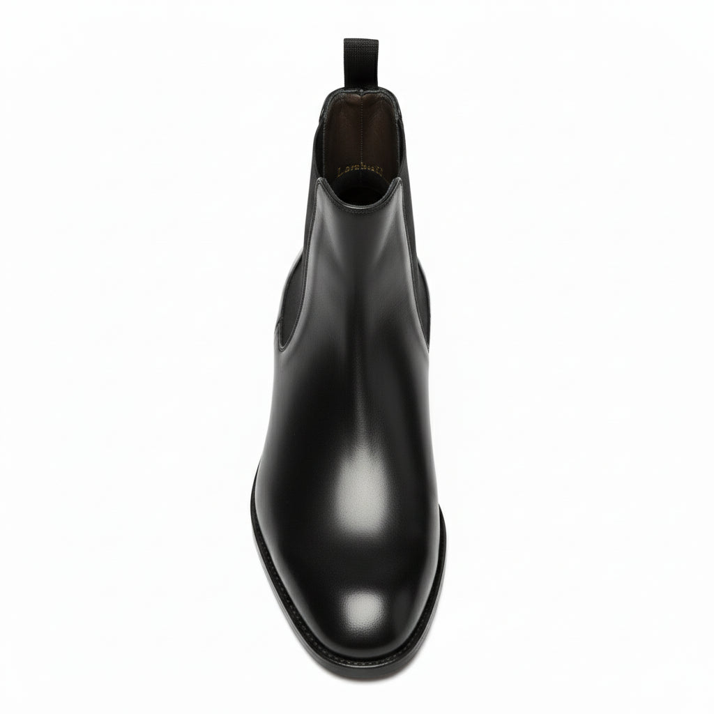 top-down-view - Men's Black Leather Chelsea Boots Ankle Style