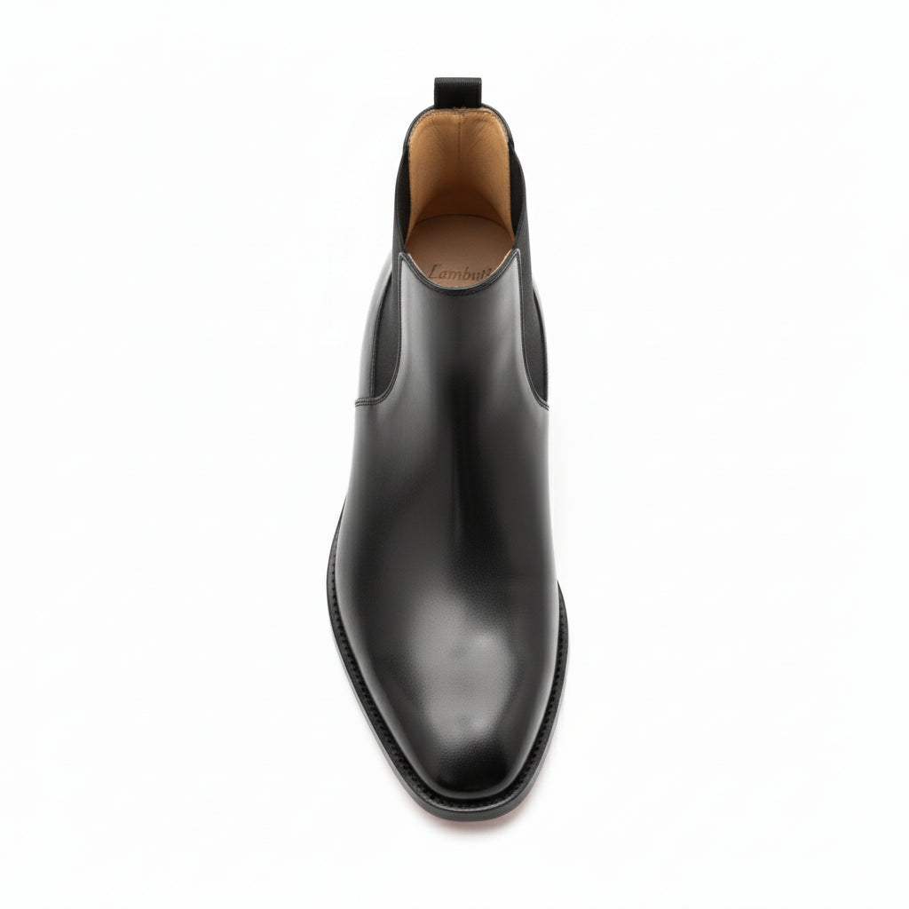 Men's Black Leather Chelsea Boots, Formal Ankle Boots - top-down-view