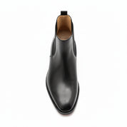 Men's Black Leather Chelsea Boots, Formal Ankle Boots - top-down-view
