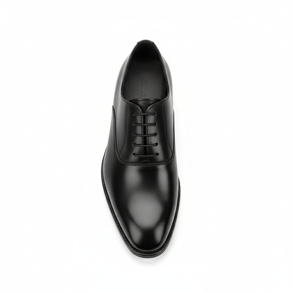 top-down-view - Men's Black Leather Derby Dress Shoes