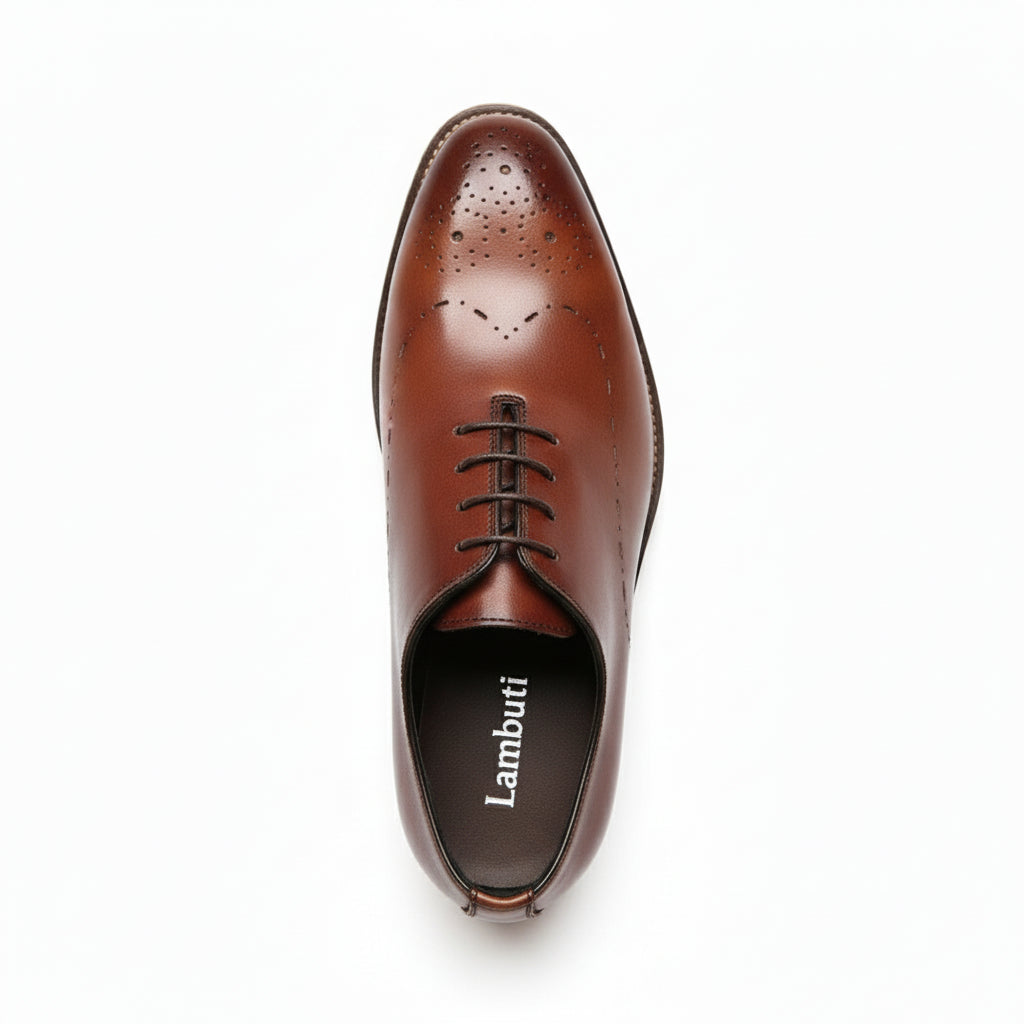top-down-view - Men's Black Leather Derby Dress Shoes