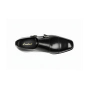 top-down-view - Men's Black Leather Double Buckle Dress Shoes