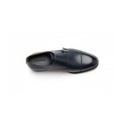 top-down-view - Men's Black Leather Double Monk Shoes