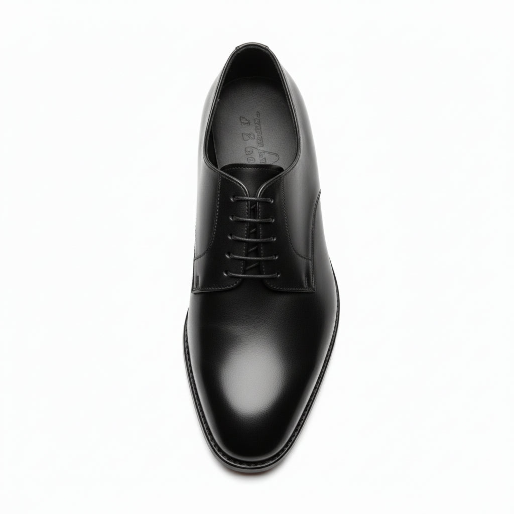 Men's Black Leather Dress Oxfords - top-down-view