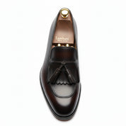 top-down-view - Men's Black Leather Fringe Moccasins