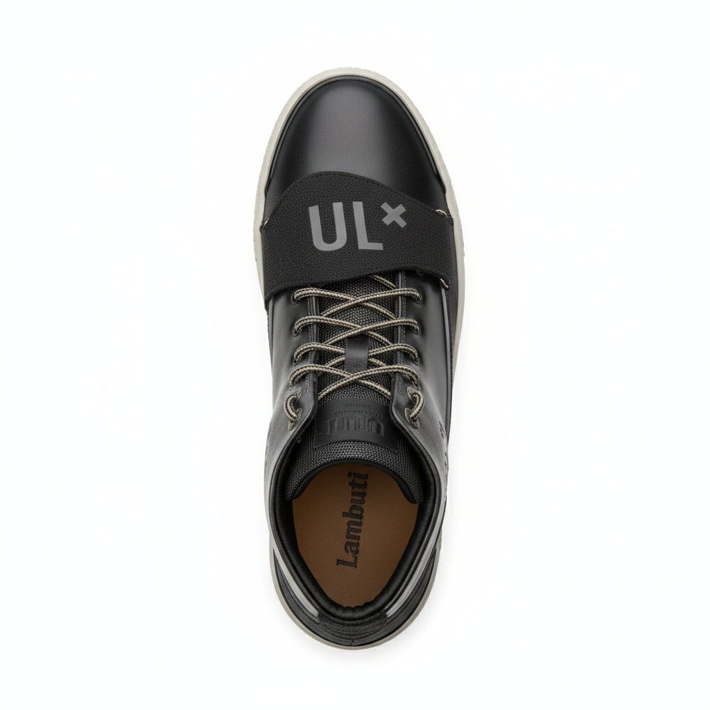 top-down-view - Men's Black Leather High-Top Sneakers