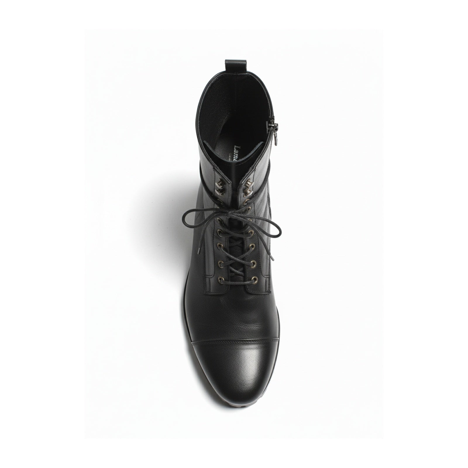 top-down-view - Men's Black Leather Knee-High Military Boots