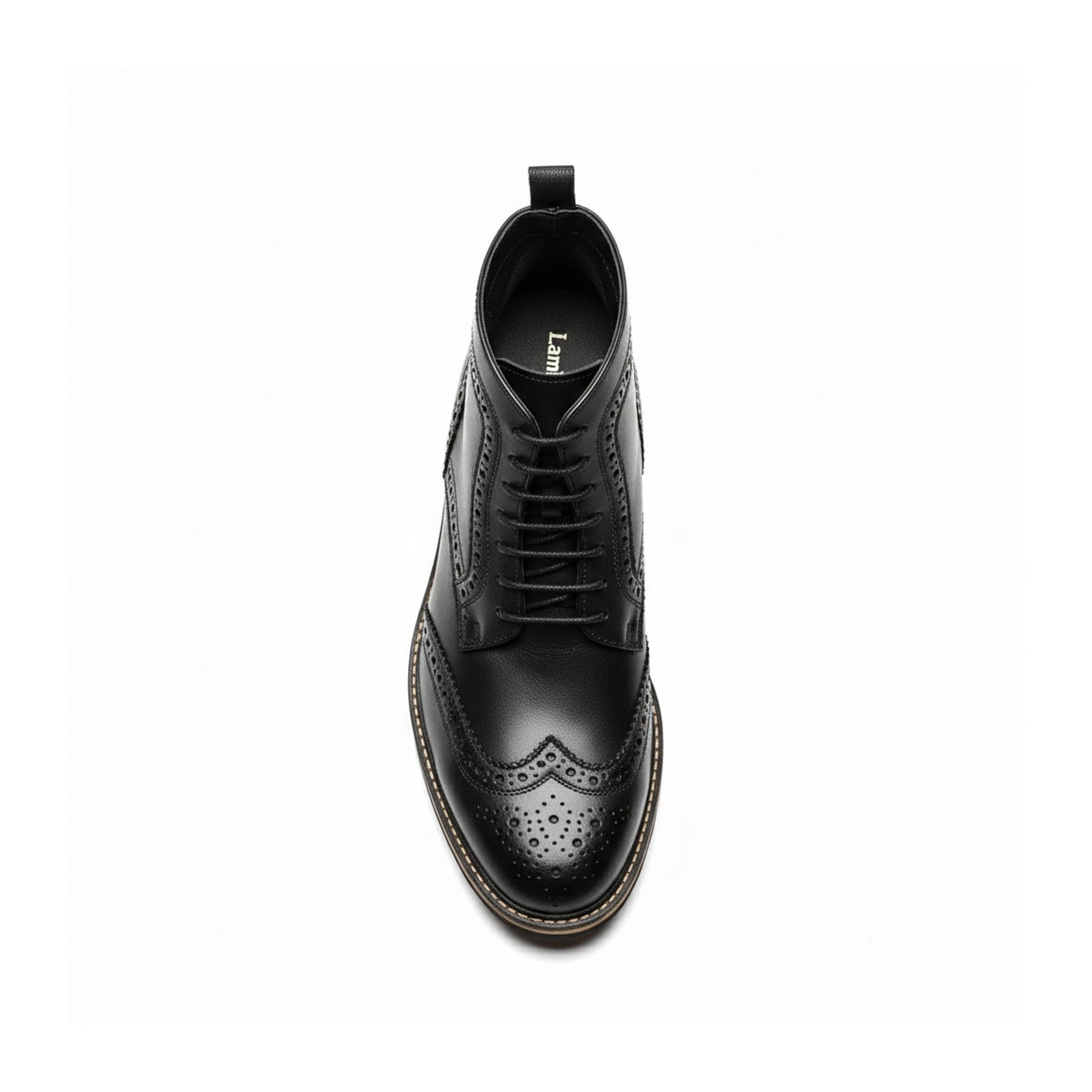 top-down-view - Men's Black Leather Lace-Up Boots