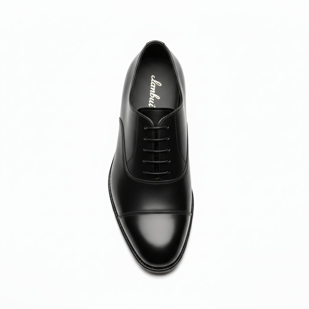 top-down-view - Men's Black Leather Lace-Up Oxfords
