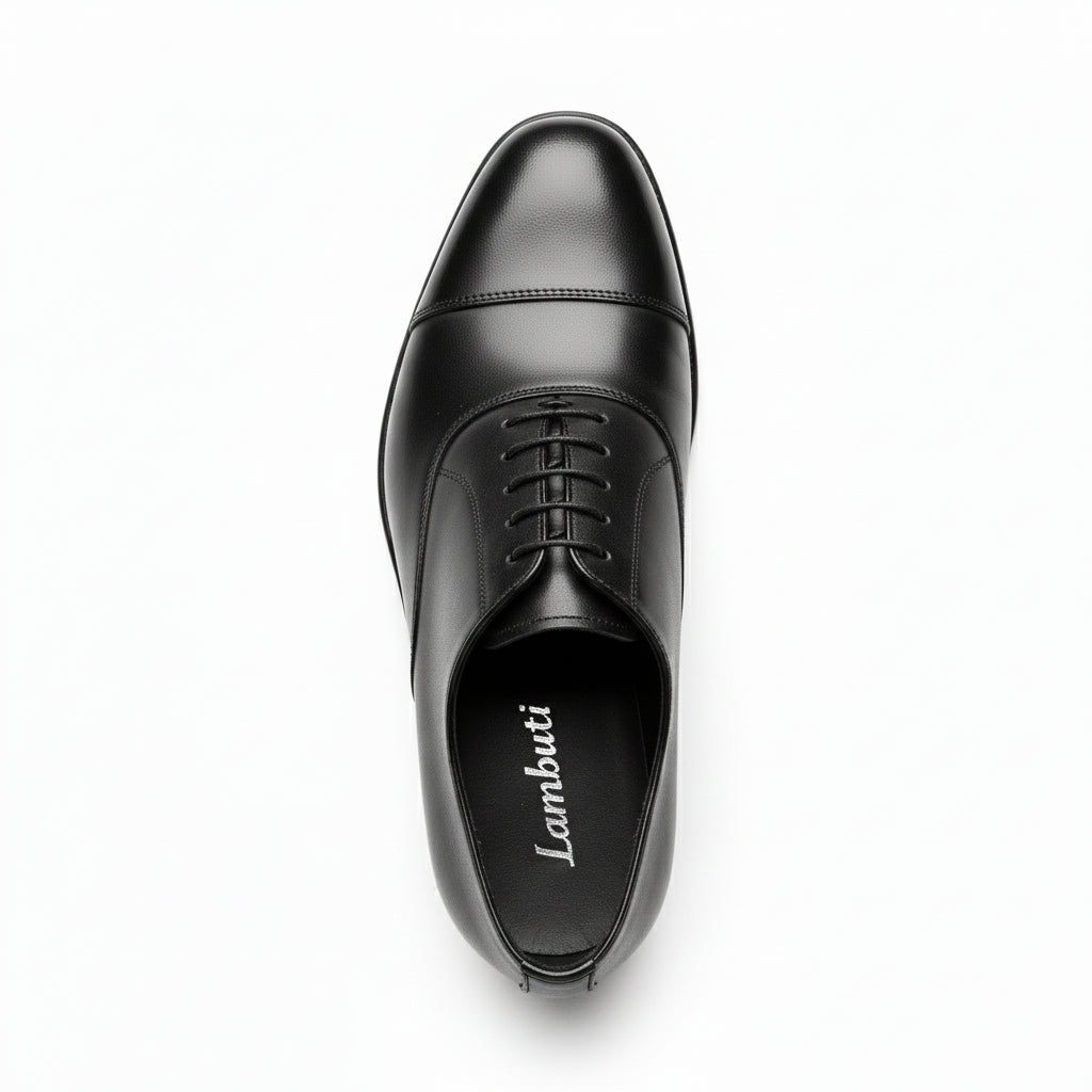Men's Black Leather Lace-Up Oxfords - top-down-view