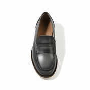 top-down-view - Men's Black Leather Loafers