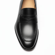 top-down-view - Men's Black Leather Moccasins | Elegant Dress Design