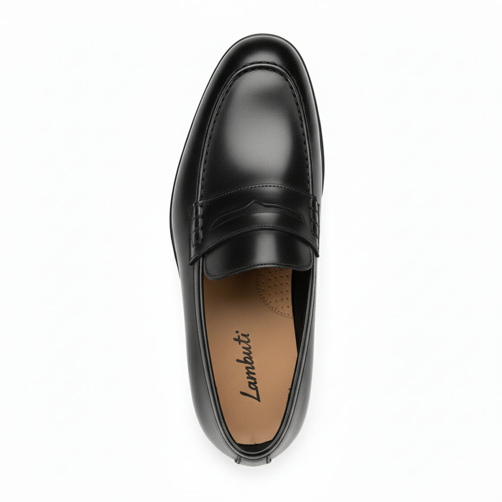 top-down-view - Men's Black Leather Moccasins