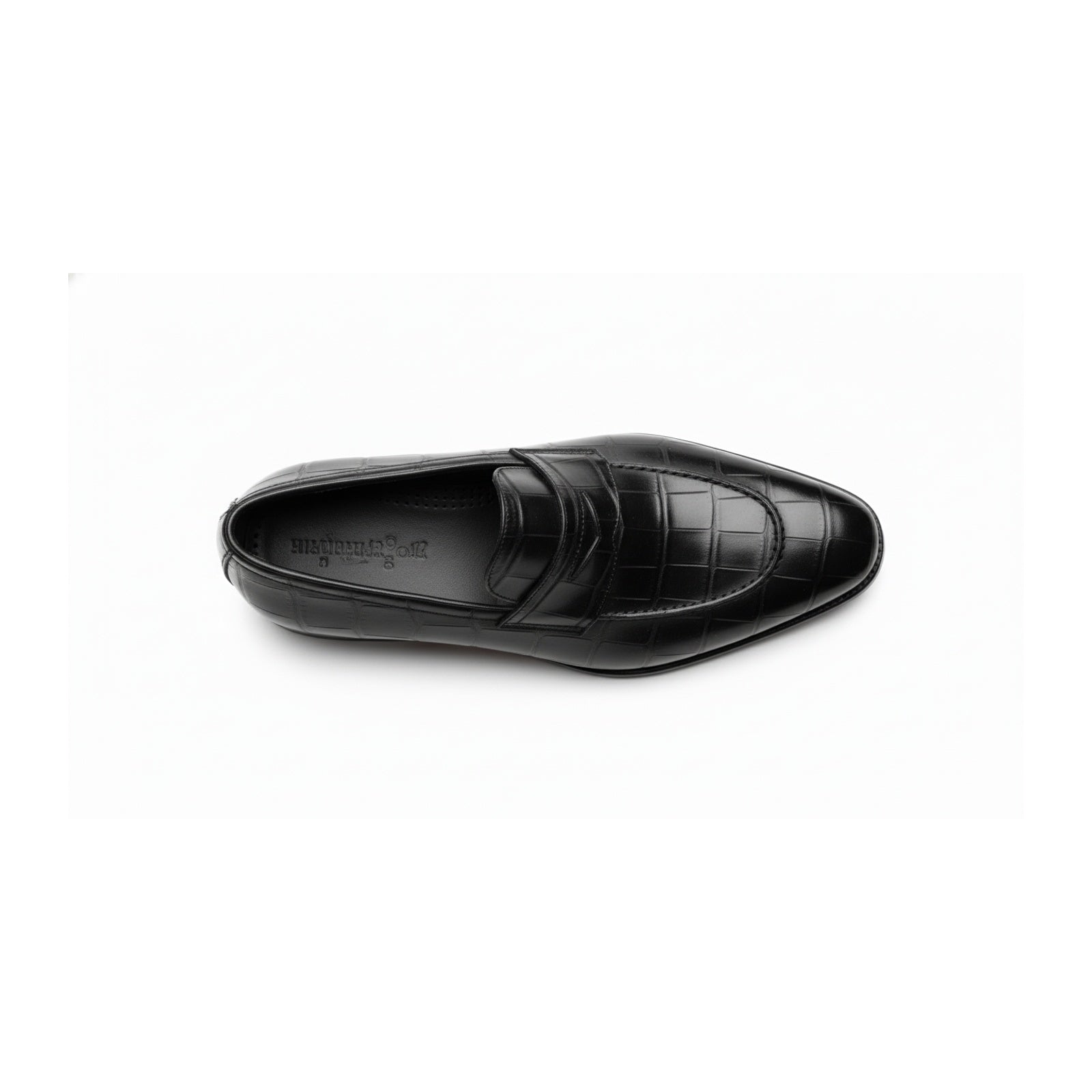 top-down-view - Men's Black Leather Moccasins