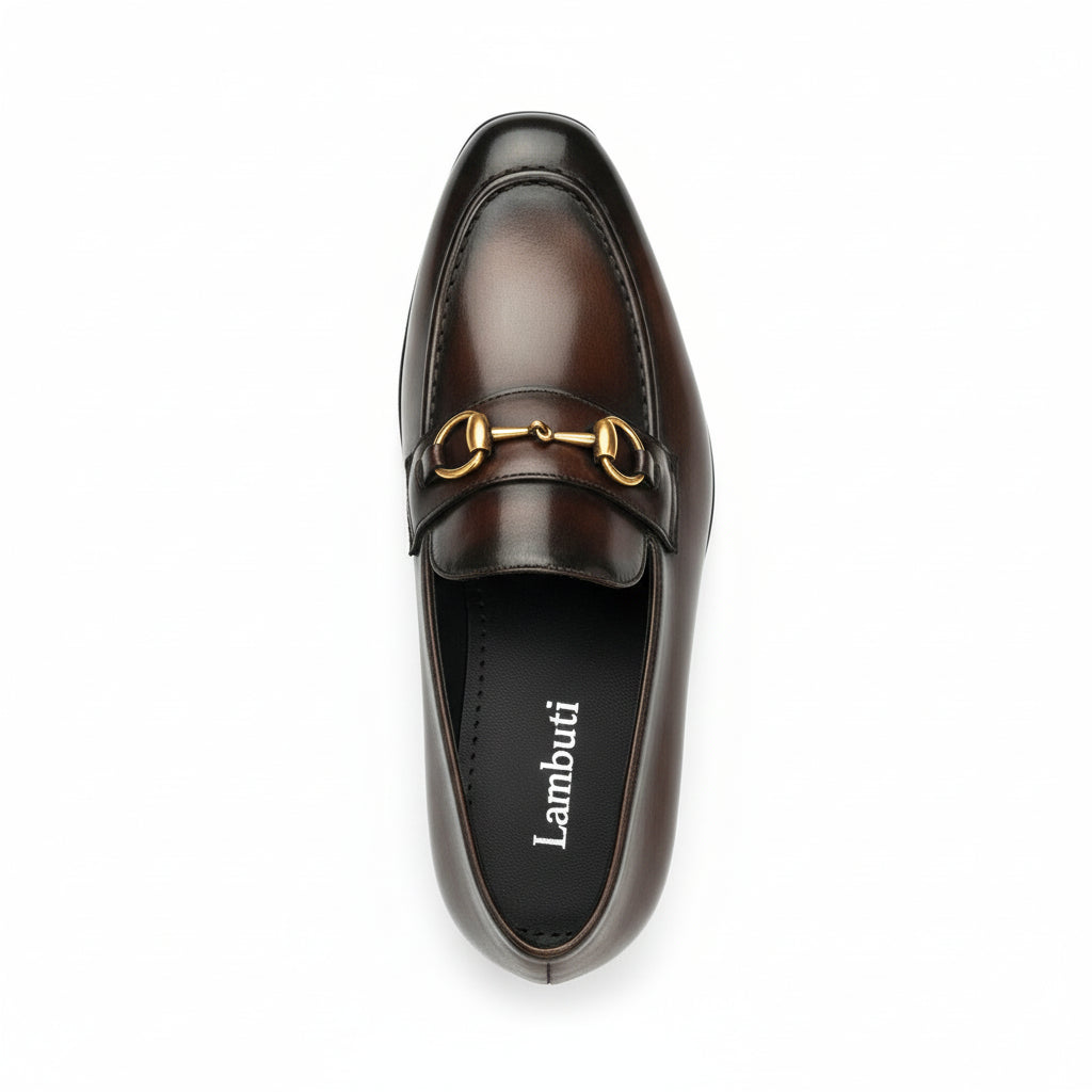 top-down-view - Men's Black Leather Modern Loafers