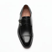 top-down-view - Men's Black Leather Monk Dress Shoes
