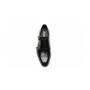 top-down-view - Men's Black Leather Monk Strap Shoes