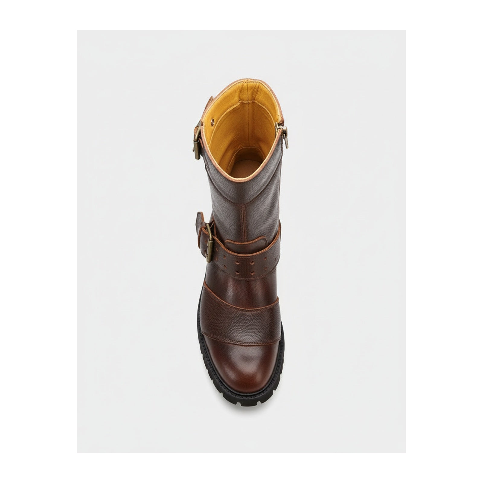 top-down-view - Men's Black Leather Motorcycle Boots