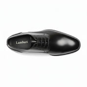 top-down-view - Men's Black Leather Oxford Dress Shoes with Lace-Up Closure