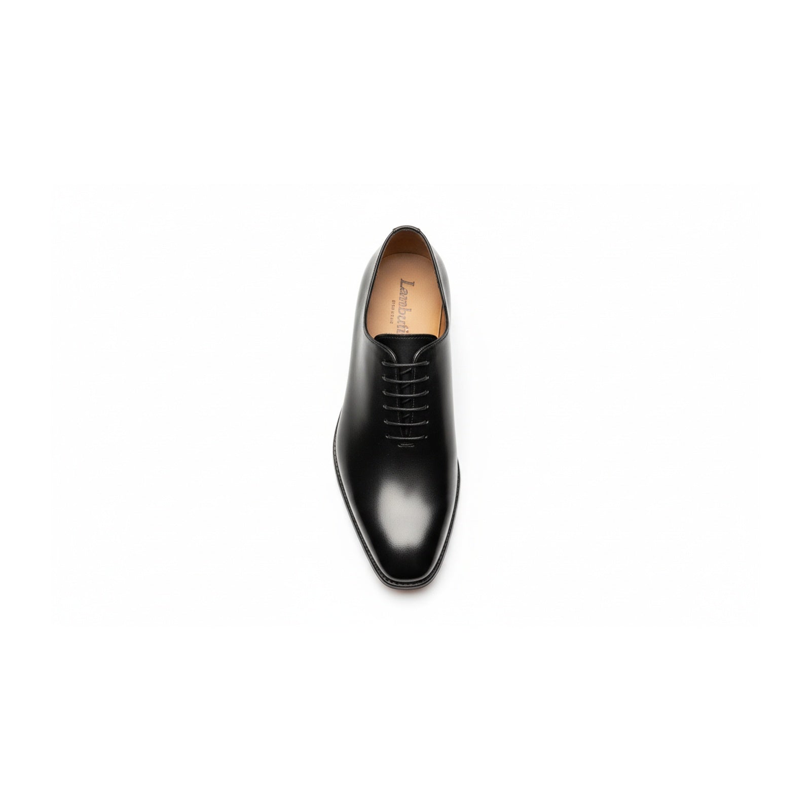 top-down-view - Men's Black Leather Oxford Shoes with Classic Lace-Up