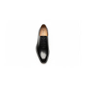 top-down-view - Men's Black Leather Oxford Shoes with Classic Lace-Up