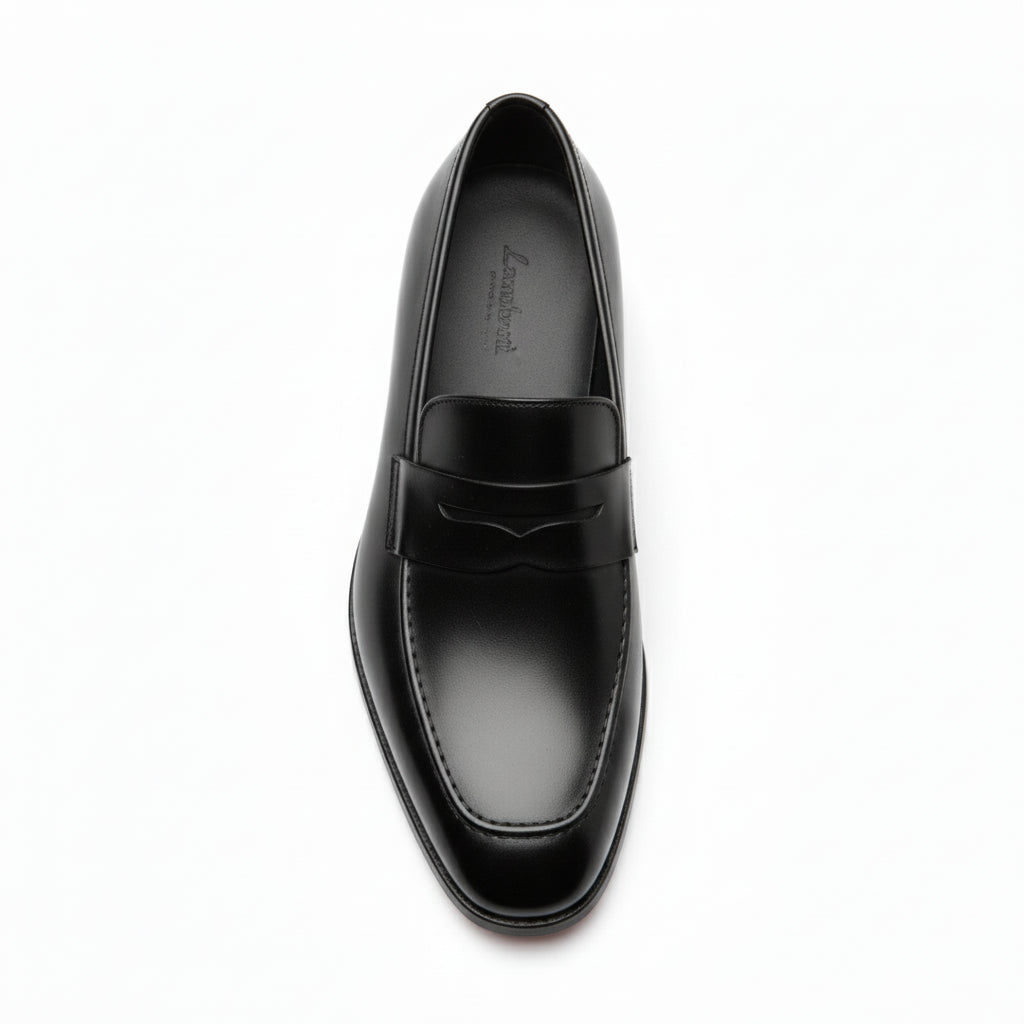 top-down-view - Men's Black Leather Slip-On Dress Shoes