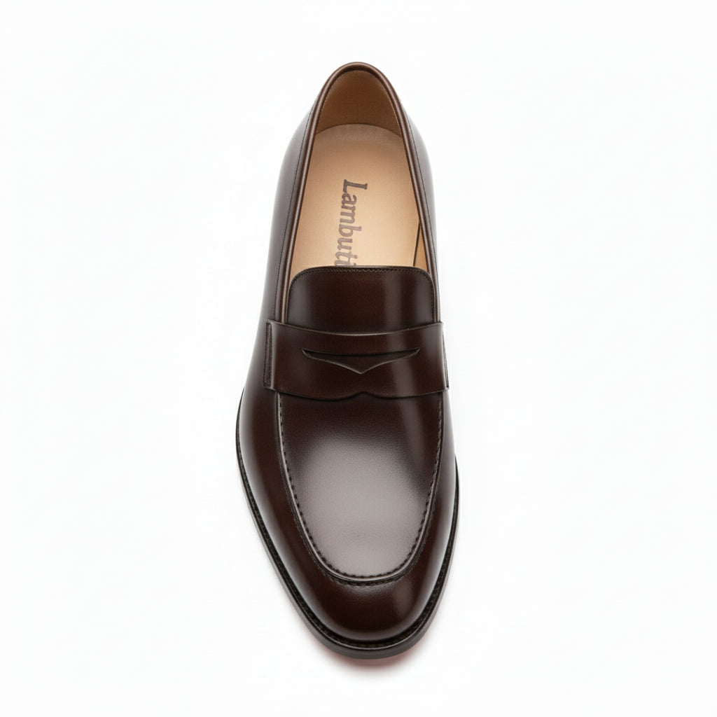 top-down-view - Men's Black Leather Slip-On Loafers