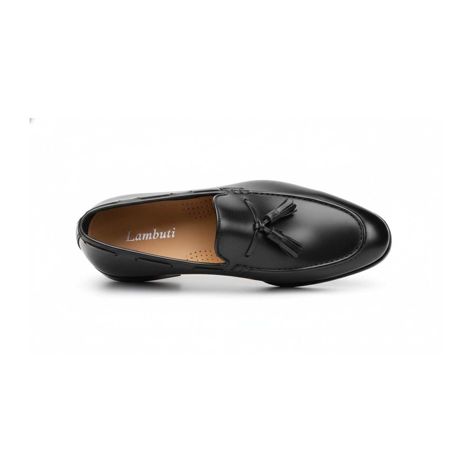 top-down-view - Men's Black Leather Tassel Loafers