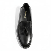 top-down-view - Men's Black Leather Tassel Moccasins