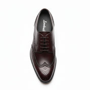 top-down-view - Men's Black Leather Wingtip Brogue Dress Shoes