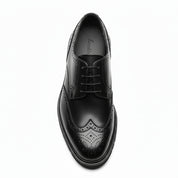 top-down-view - Men's Black Leather Wingtip Brogue Shoes