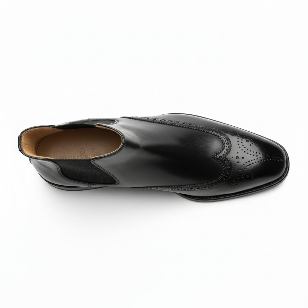 top-down-view - Men's Black Leather Wingtip Chelsea Boots