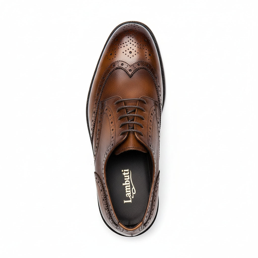 top-down-view - Men's Black Leather Wingtip Oxfords