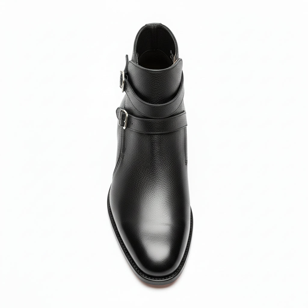 Men's Black Monk Strap Leather Jodhpurs Boots - top-down-view