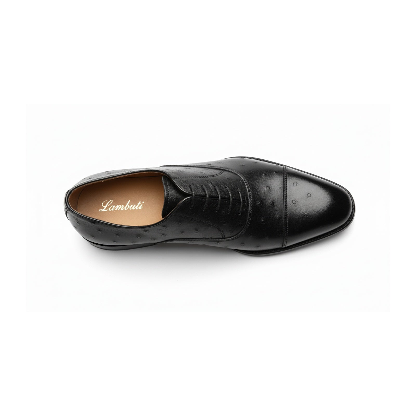 top-down-view - Men's Black Ostrich Leather Oxford Shoes