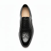 top-down-view - Men's Black Ostrich Leather Wingtip Shoes