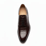 top-down-view - Men's Black Oxford Leather Shoes | Crocodile Texture