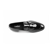 Men's Black Patent Leather Monk Shoes - top-down-view