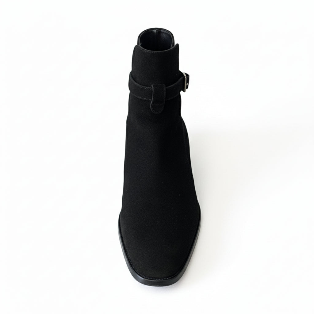 Men's Black Suede Jodhpurs Ankle Boots - top-down-view