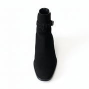 Men's Black Suede Jodhpurs Ankle Boots - top-down-view
