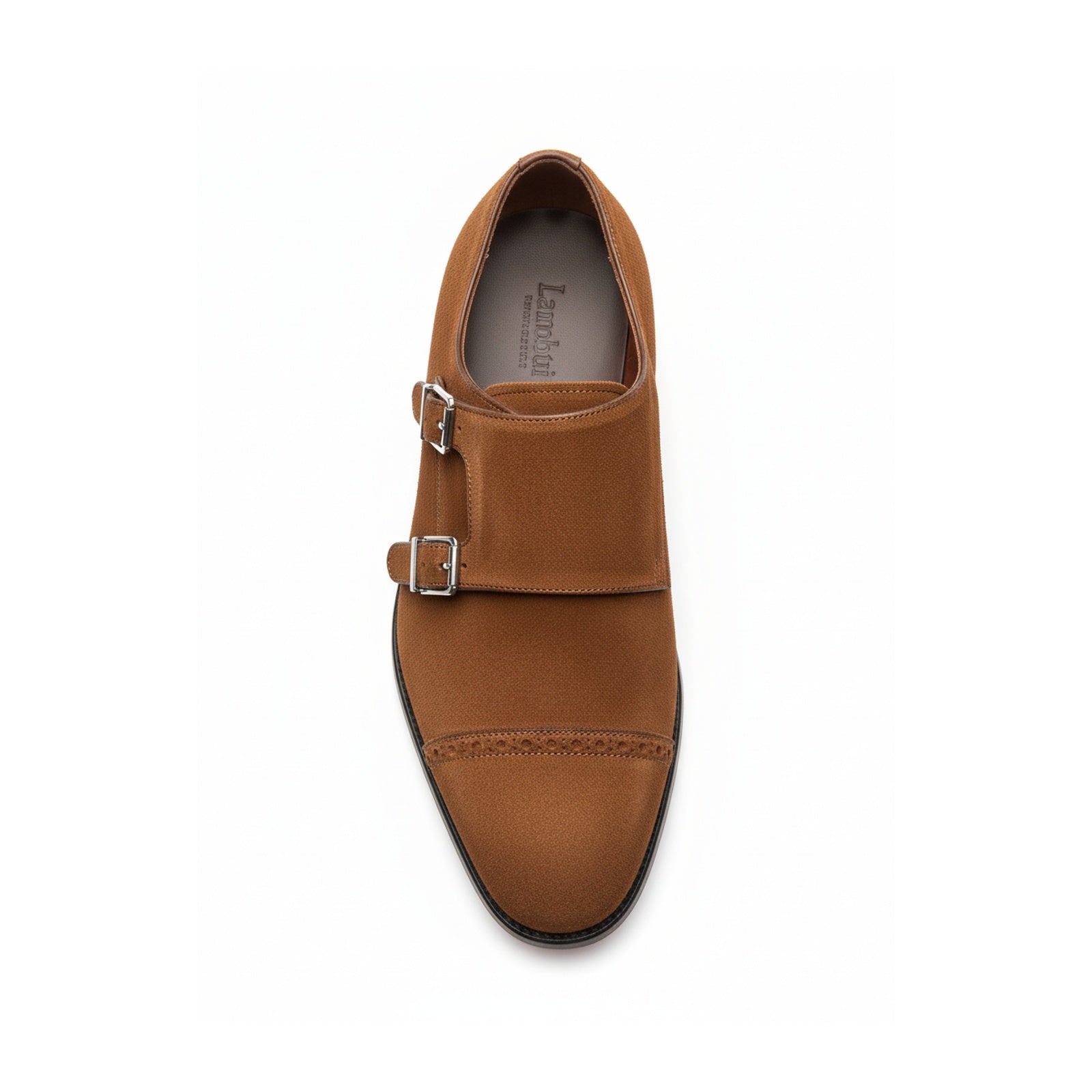 top-down-view - Men's Black Suede & Leather Buckle Dress Shoes