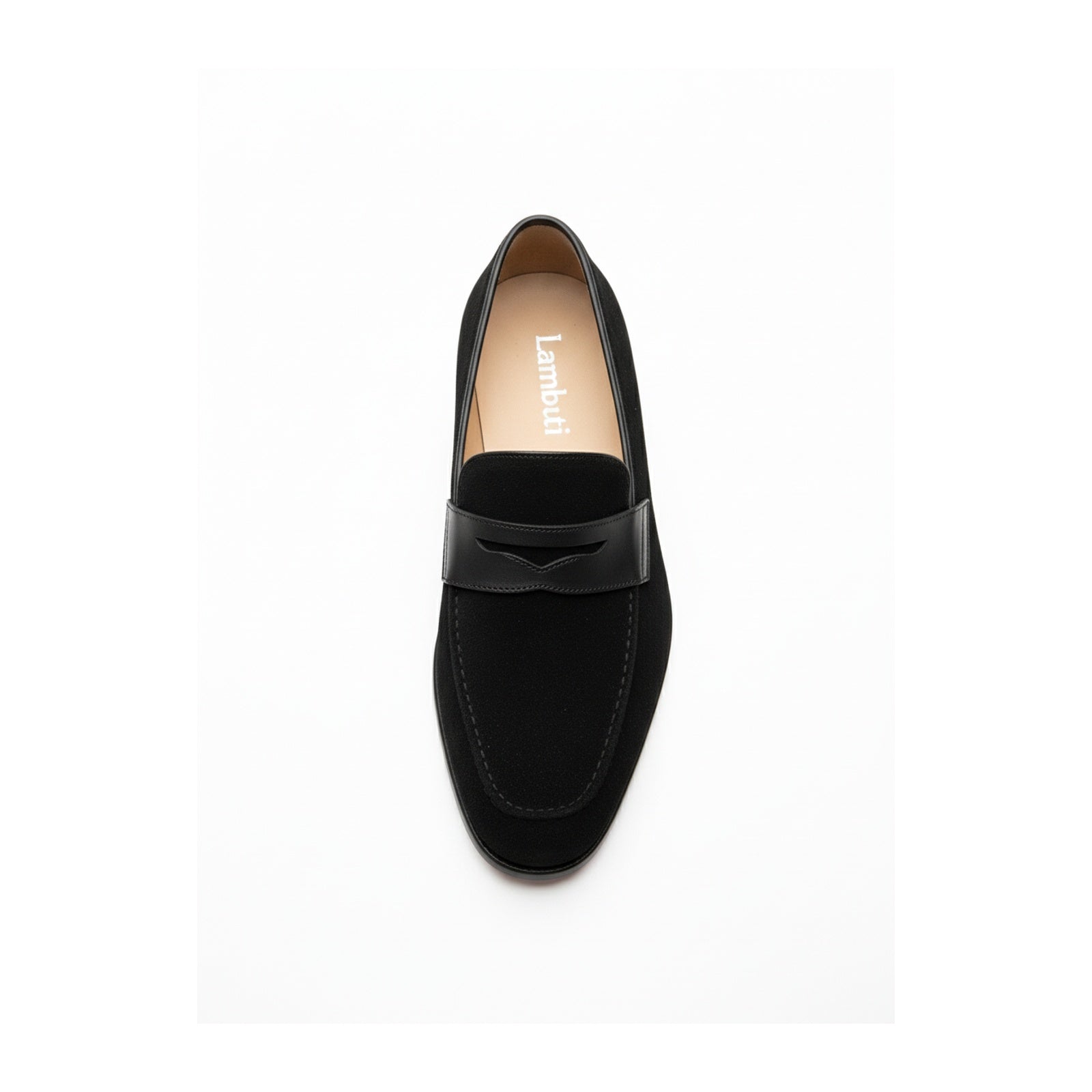 top-down-view - Men's Black Suede Moccasin Shoes