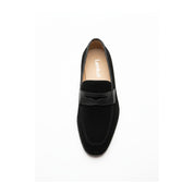 top-down-view - Men's Black Suede Moccasin Shoes
